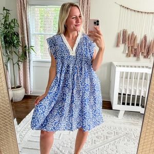 Jude Connally Blue and White Mini Dress